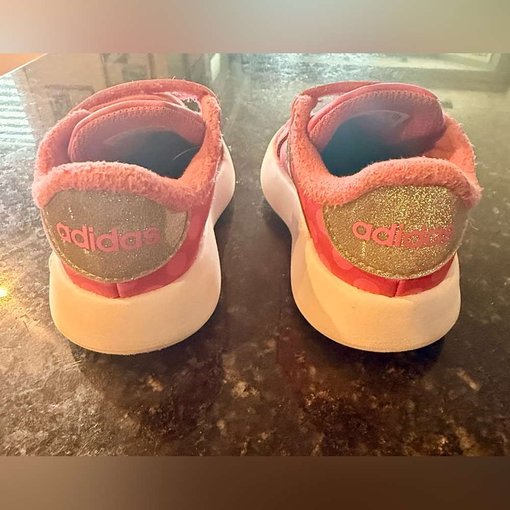 Adidas Disney Grand Court Minnie Mouse silver sparkle Pink Sneakers size 8 - Picture 9 of 16